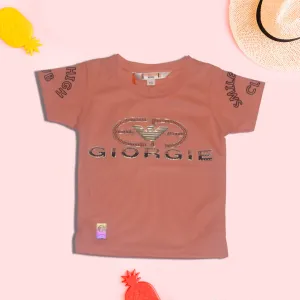 Georgie Printed Pastel Pink T-Shirt for Kids