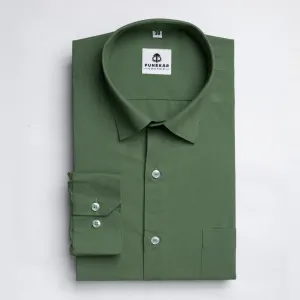 Green Color Lycra Twill Cotton Shirt For Men