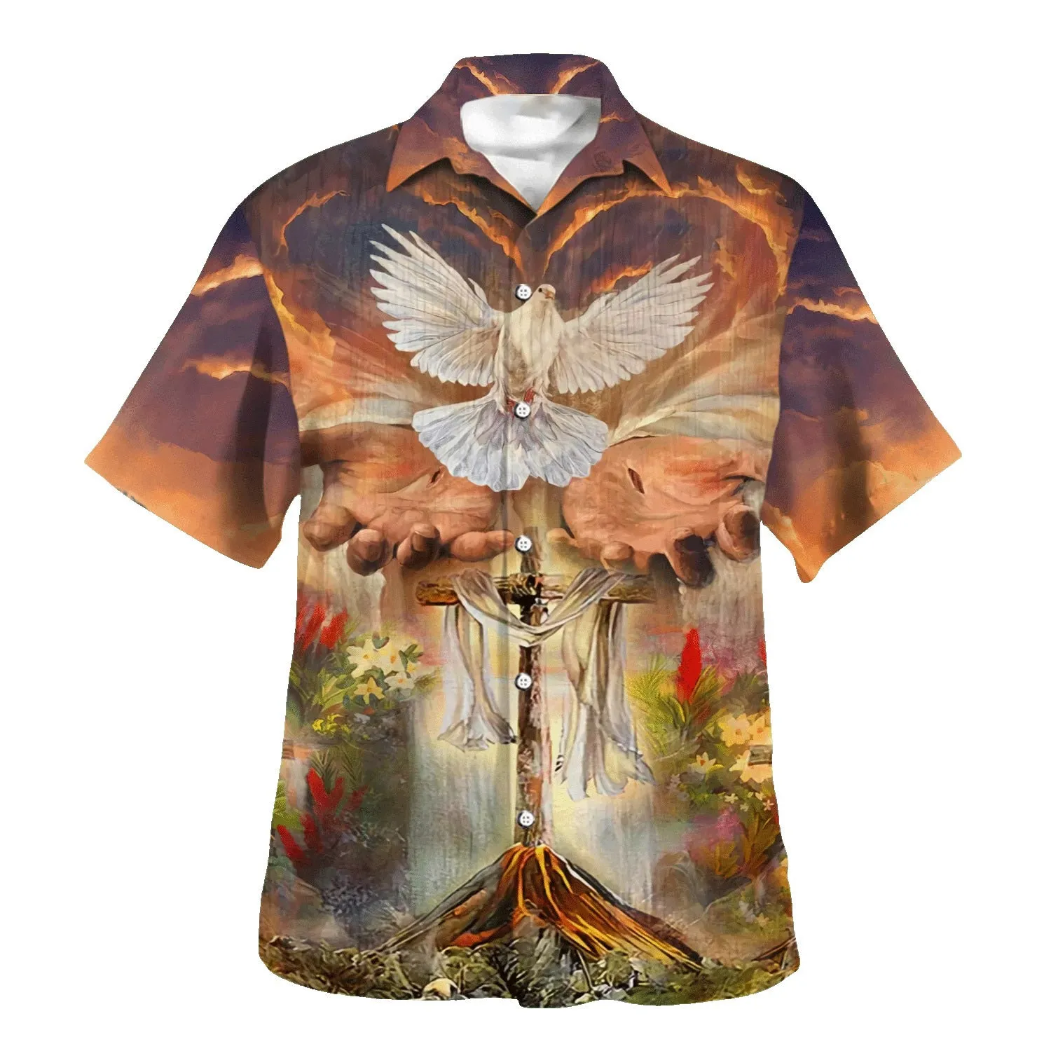 Hand Of God Holy Dove Cross Hawaiian Shirts For Men And Women - Christian Hawaiian Shirt - Hawaiian Summer Shirts