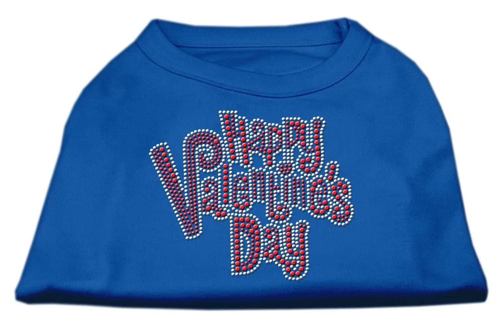 Happy Valentines Day Rhinestone Dog Shirt Blue XL (16)