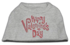 Happy Valentines Day Rhinestone Dog Shirt Grey Sm (10)