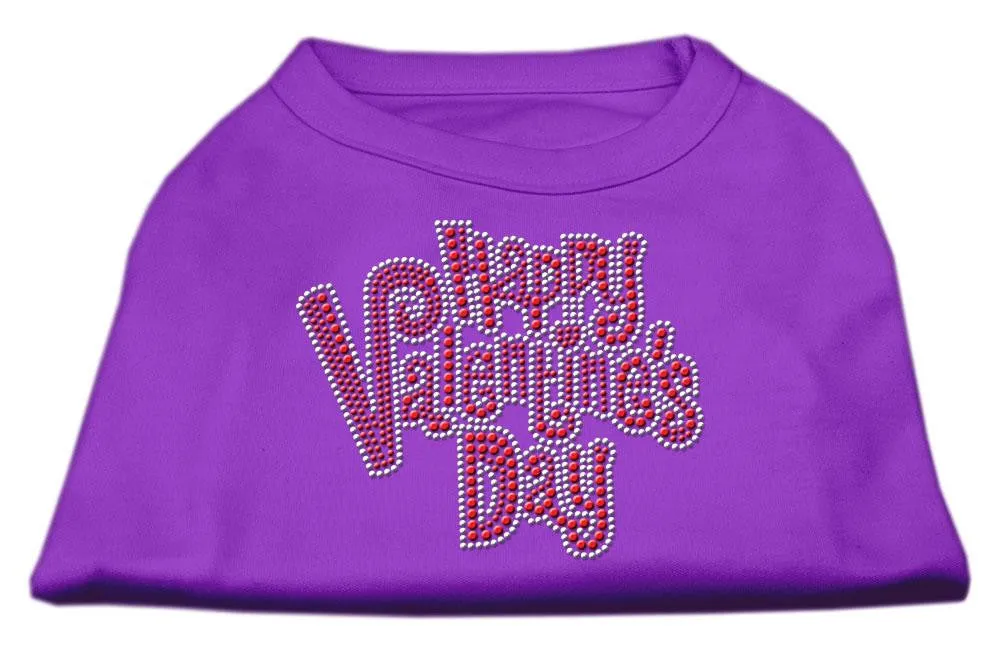 Happy Valentines Day Rhinestone Dog Shirt Purple Sm (10)