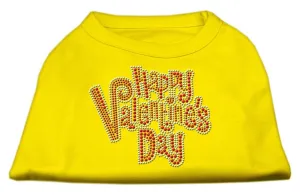 Happy Valentines Day Rhinestone Dog Shirt Yellow Med (12)