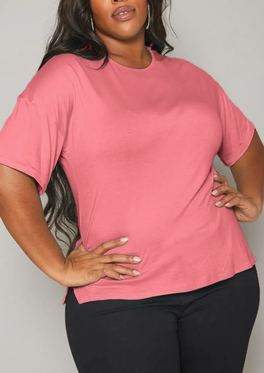 Hi Curvy Plus Size Women Embroidered Short Sleeve T-Shirts