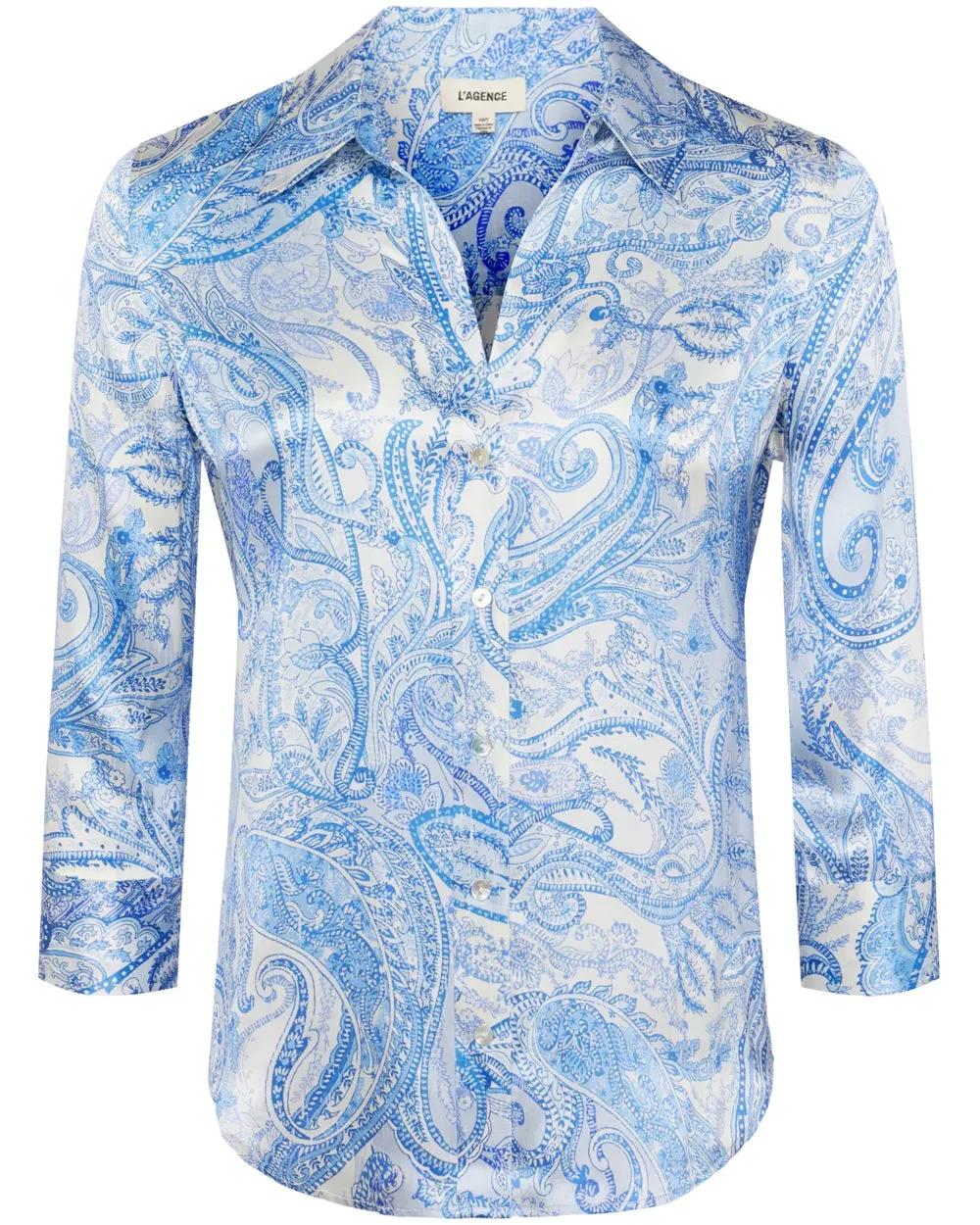 Ivory and Blue Paisley Dani Blouse