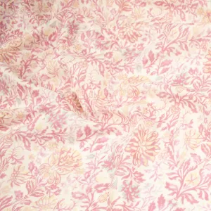 Japanese Printed Cotton Design-23 Pink Florals & Vines on Ivory