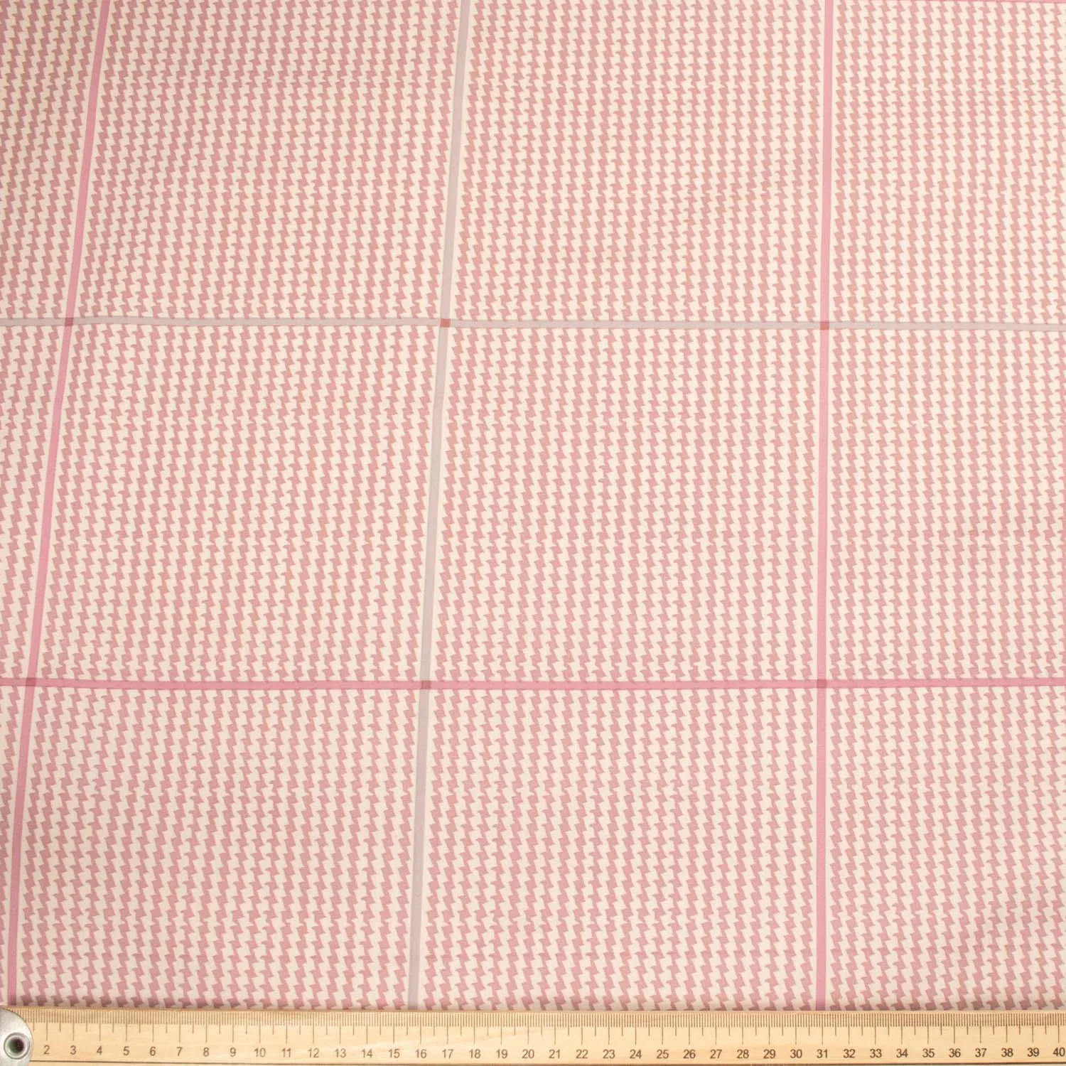 Japanese Printed Cotton Design-38 Zig Zag Dusty Pink Stripes & Checks on Cream