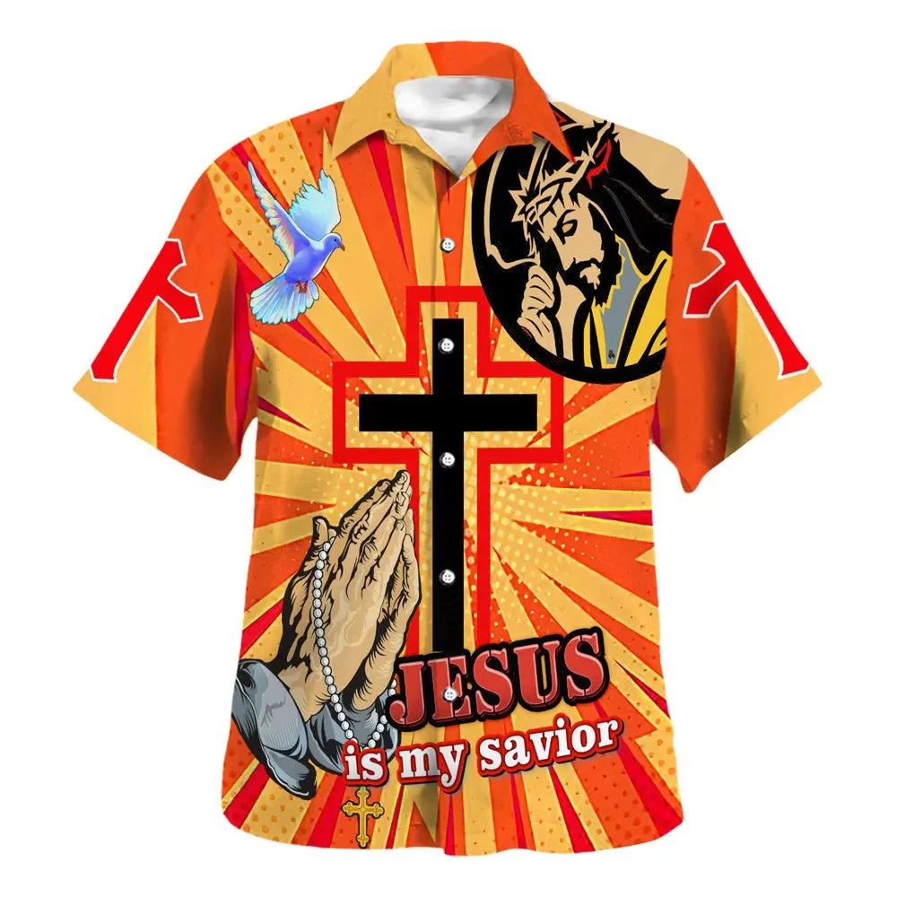 Jesus Is My Savior Jesus Pray Cross Hawaiian Shirts For Men & Women - Christian Hawaiian Shirt - Hawaiian Summer Shirts