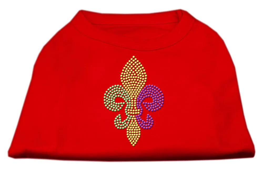 Mardi Gras Fleur De Lis Rhinestone Dog Shirt Red Med (12)