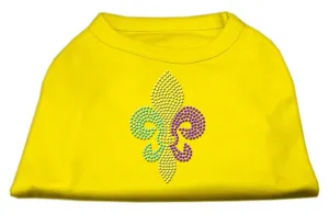 Mardi Gras Fleur De Lis Rhinestone Dog Shirt Yellow XL (16)