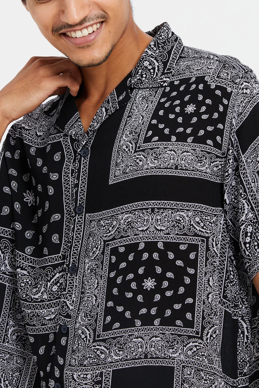 Men Black Printed Shirt