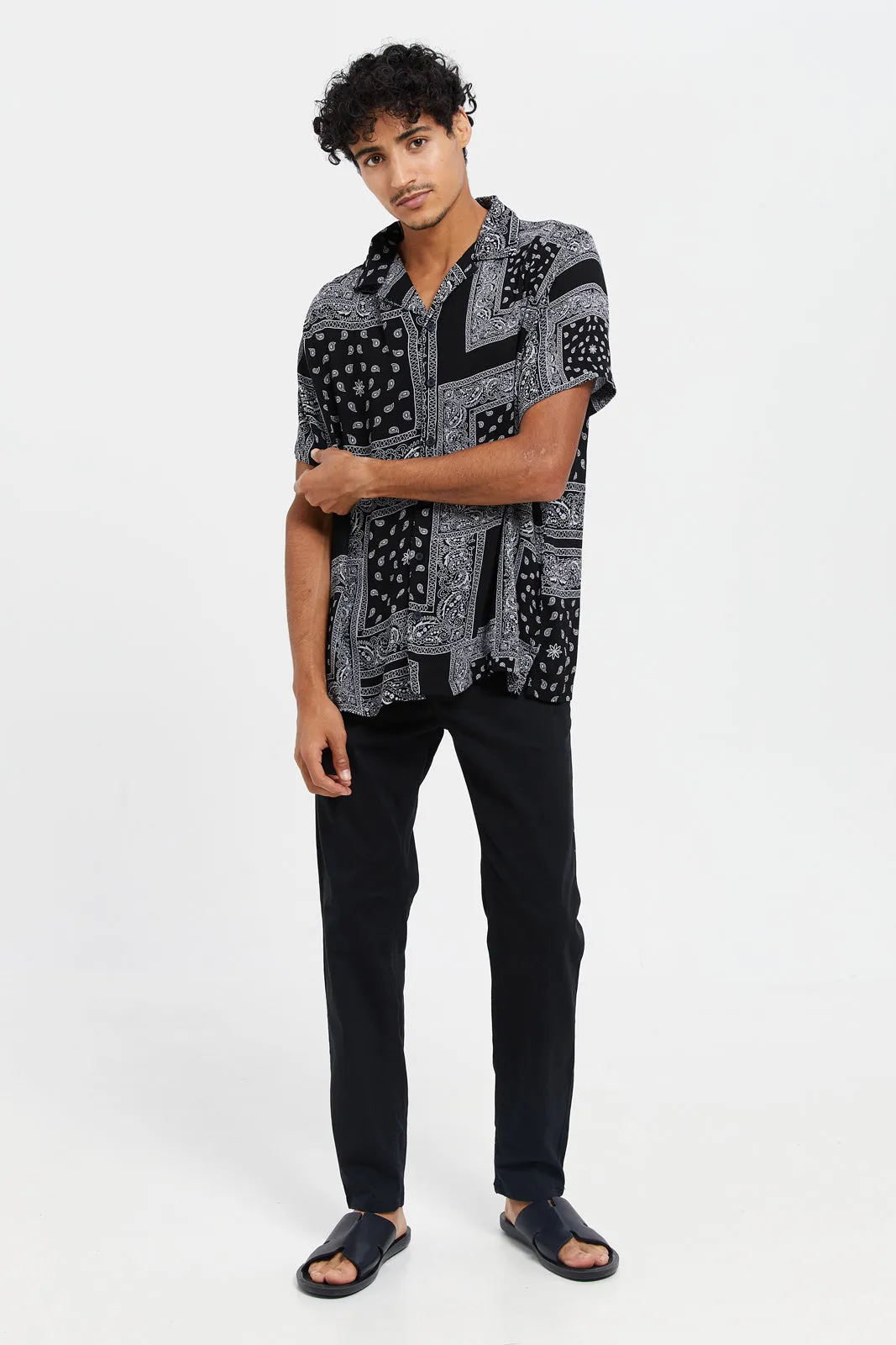 Men Black Printed Shirt