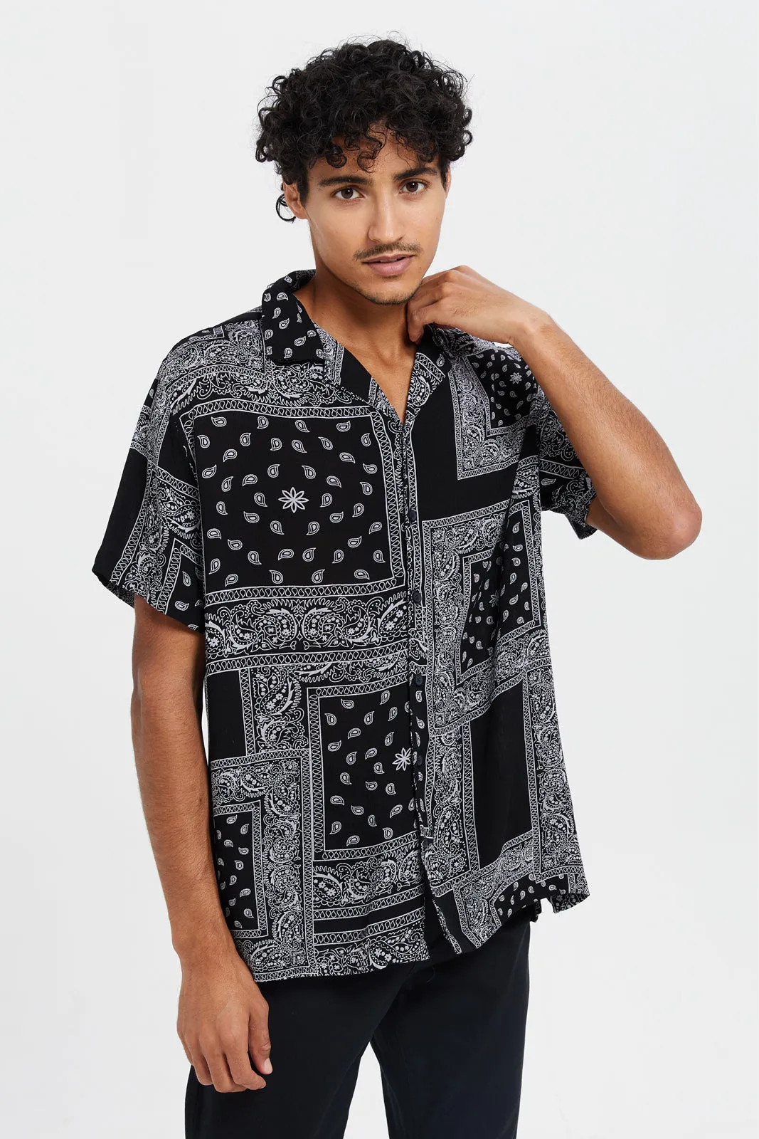 Men Black Printed Shirt