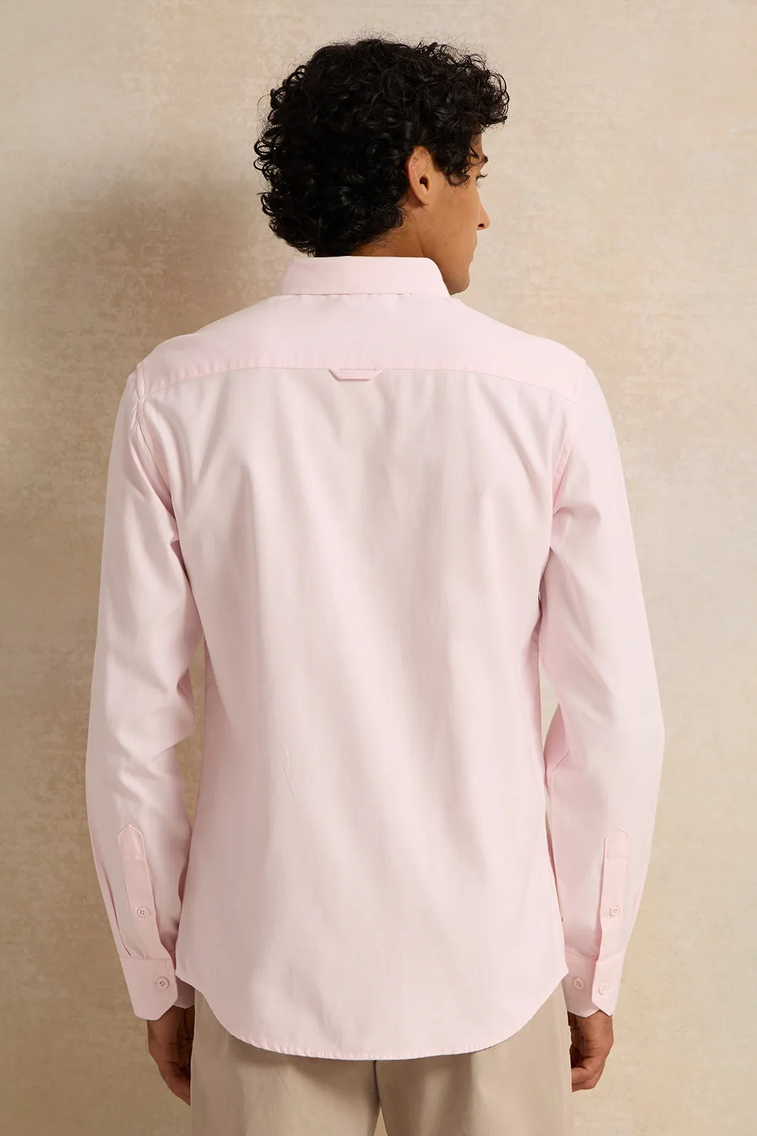 Men Pink Solid Casual Shirt