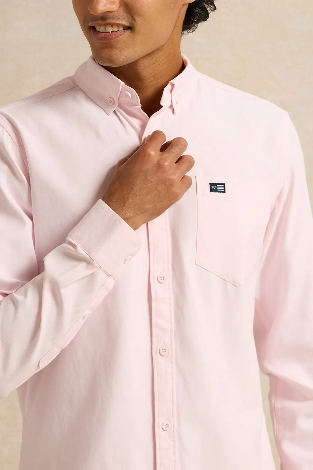 Men Pink Solid Casual Shirt