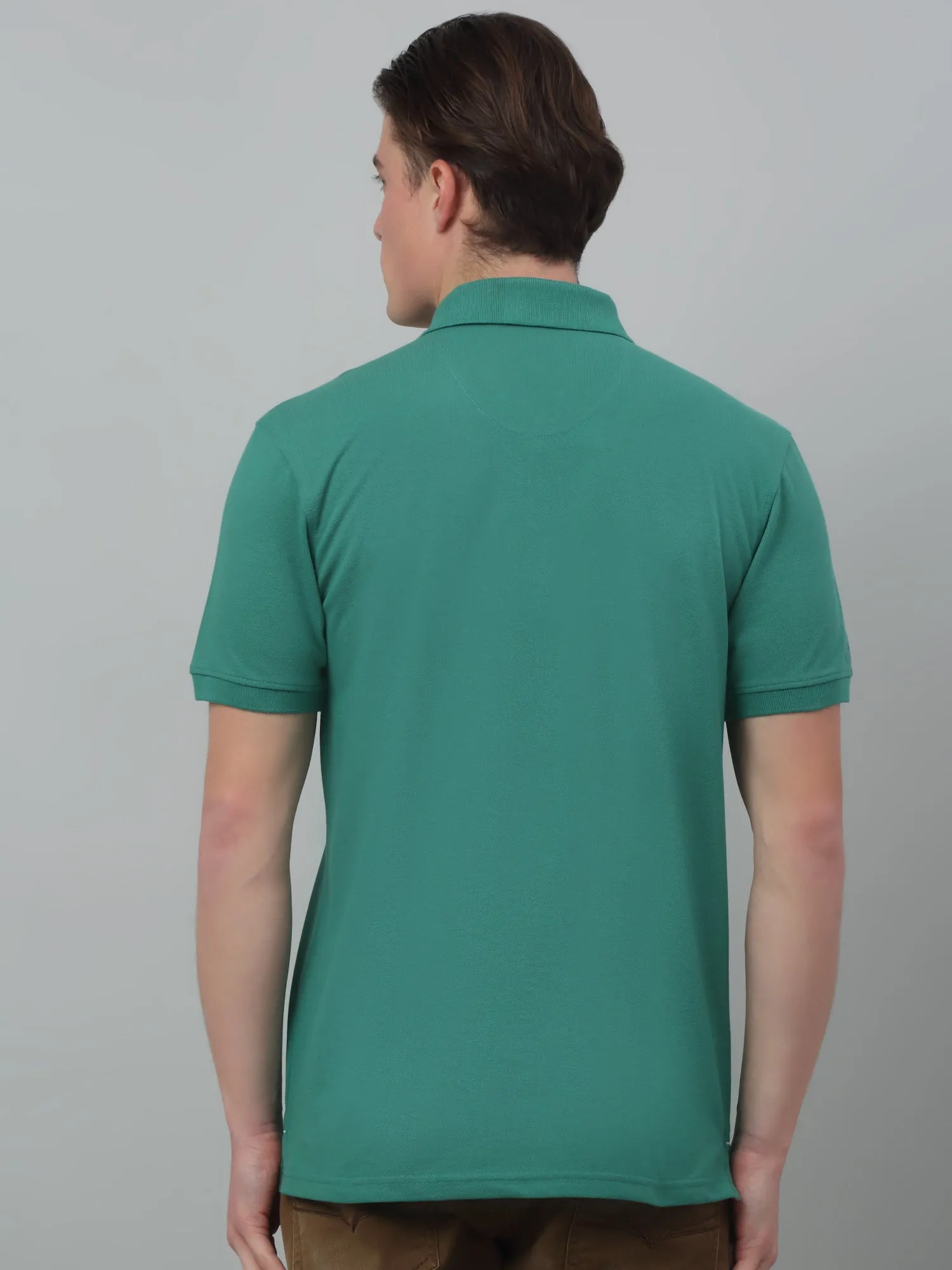 Men's Green  Polo neck Half Sleeve T-Shirt with chest pocket