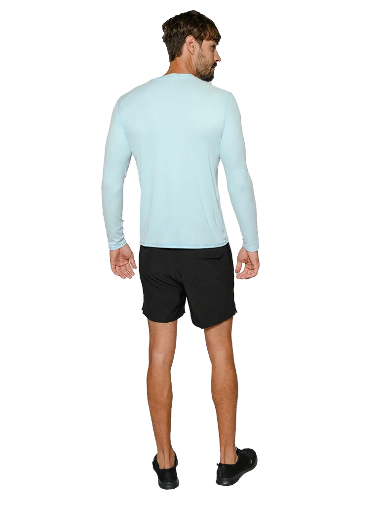 Men's Ribbed Long Sleeve Ultra Light Weight Sun Shirts in solid colors