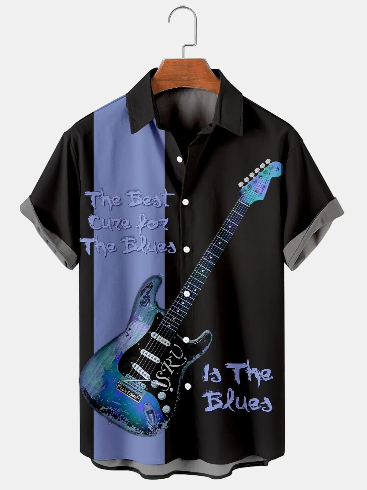 Men's Simple Music Guitar Print Hawaii Shirt for men