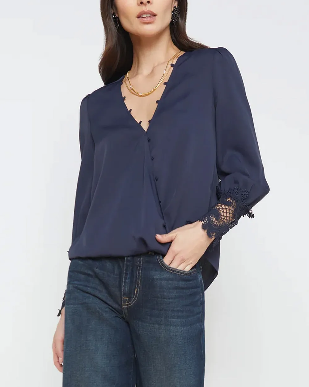 Midnight Lace Cuff Arti Blouse