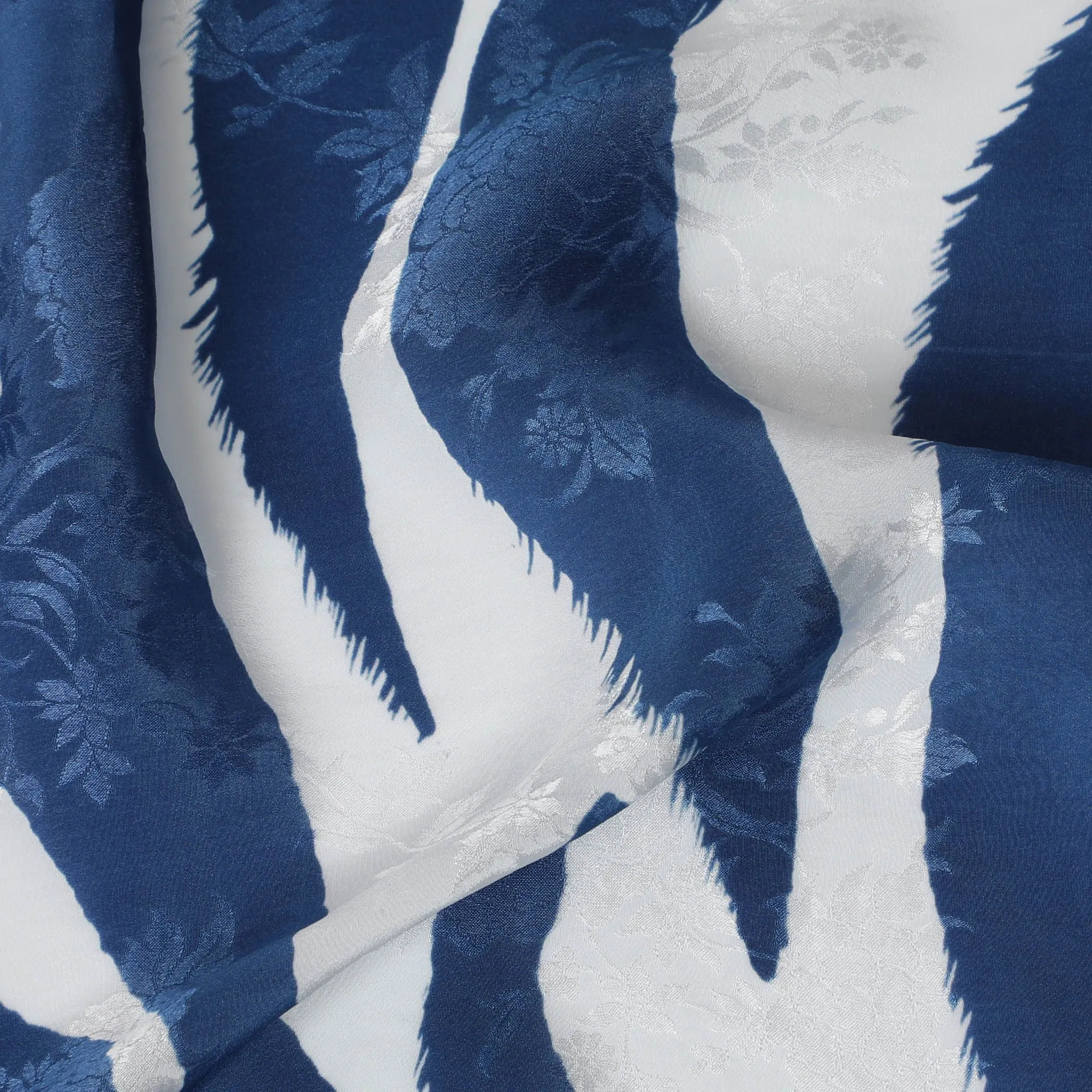 Nautical Navy Viscose Crepe Fabric with White Abstract Stripes, 110cm Wide – Contemporary Elegance-D18393