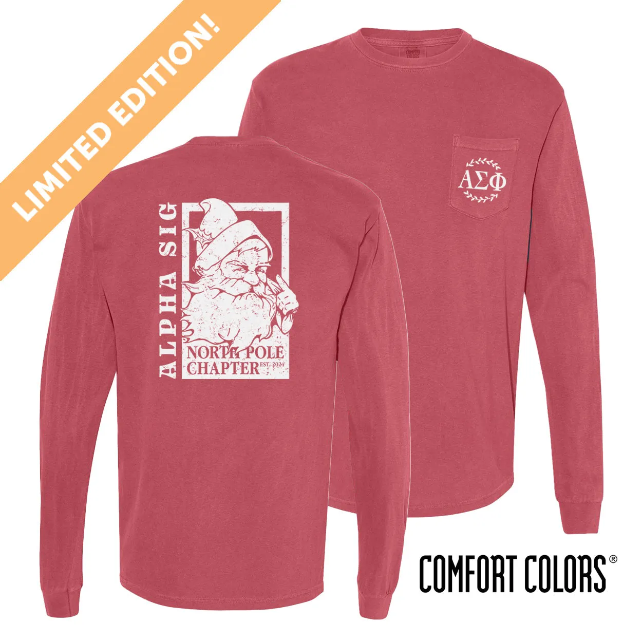 New! Alpha Sig Limited Edition Comfort Colors North Pole Chapter Tee