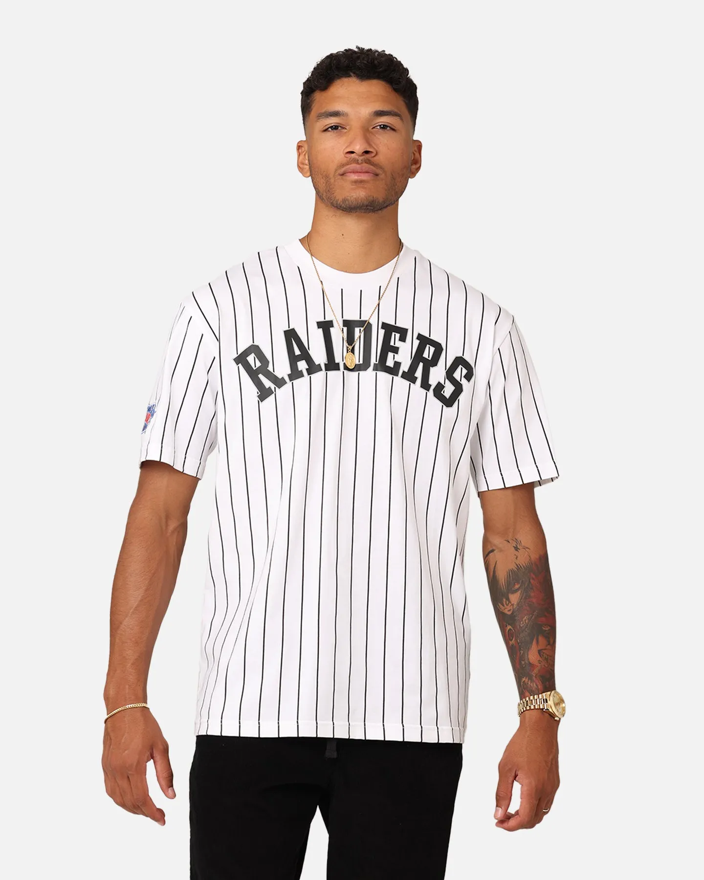 New Era Las Vegas Raiders Oversized T-Shirt White Pinstripe