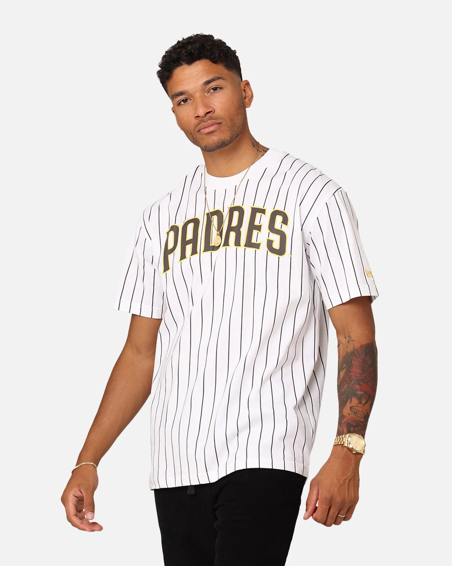 New Era San Diego Padres Oversized T-Shirt White Pinstripe