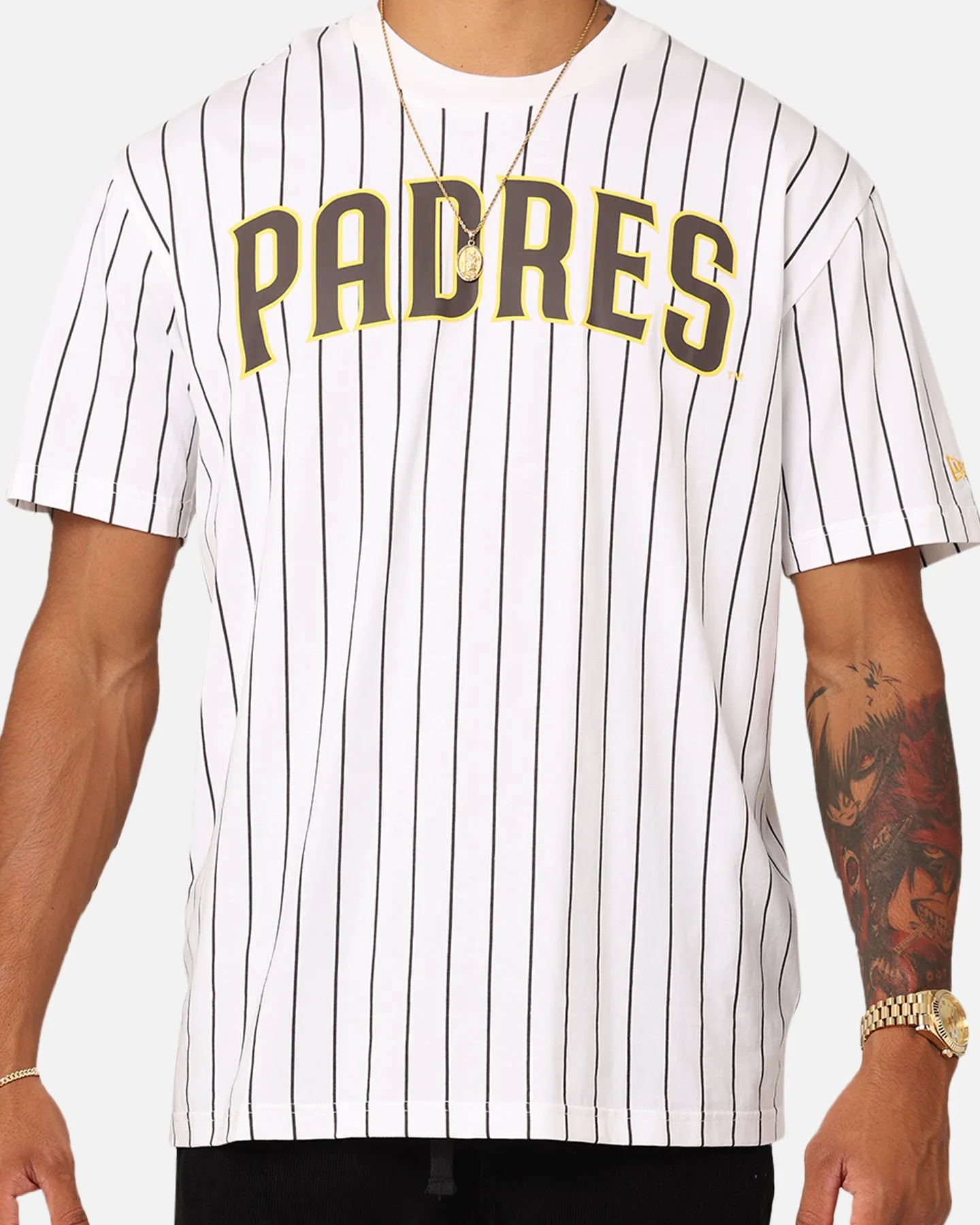 New Era San Diego Padres Oversized T-Shirt White Pinstripe