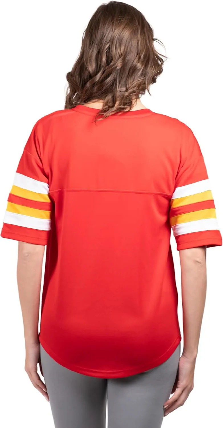 NFL Kansas City Chiefs Womens Standard Lace Up Tee Shirt Penalty Box|Kansas City Chiefs