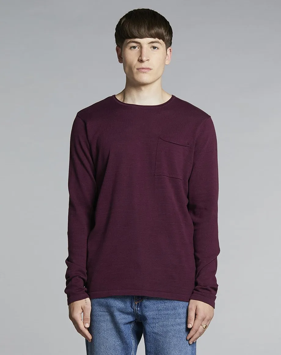 NILES FINE KNIT MENS JUMPER | PLUM