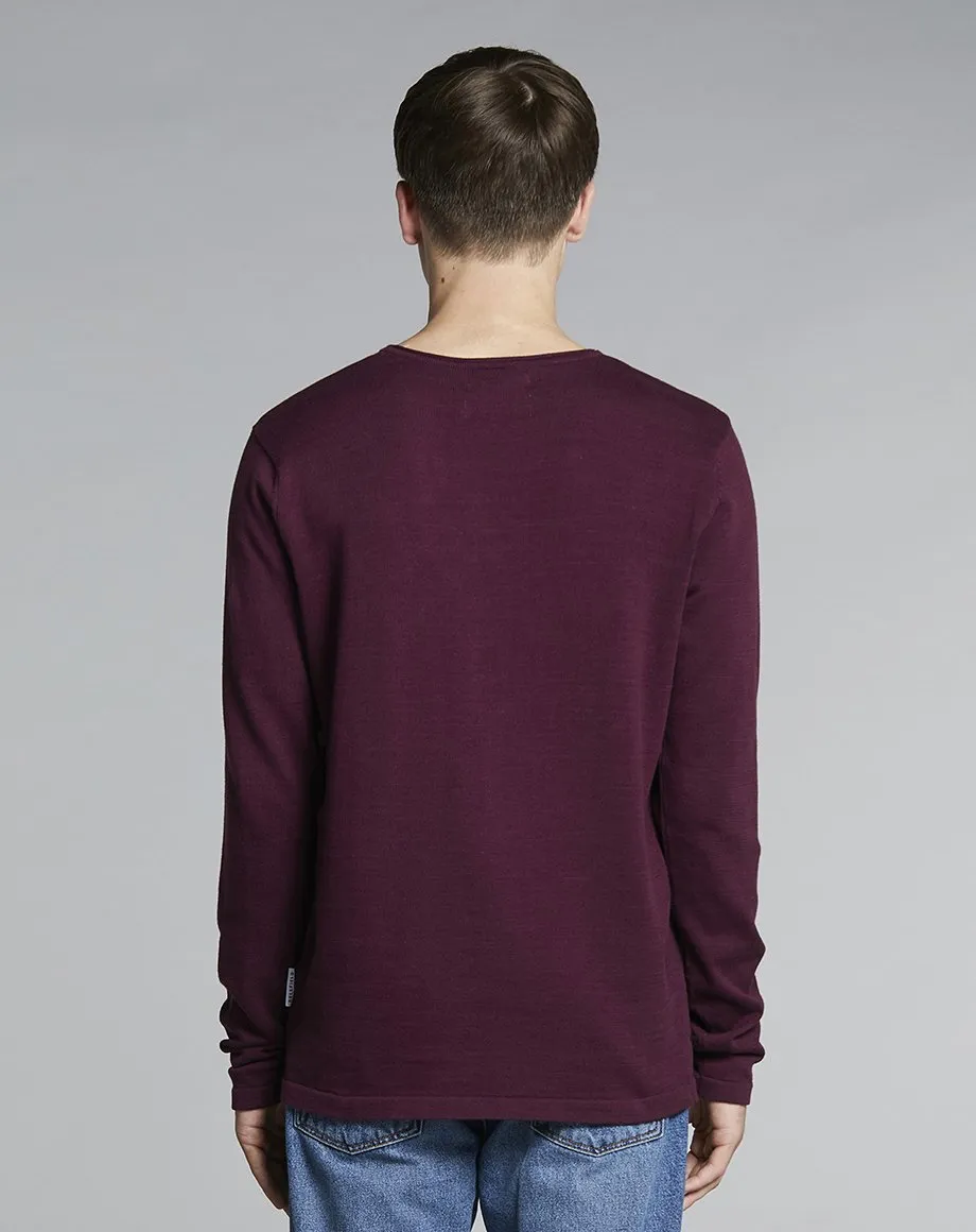 NILES FINE KNIT MENS JUMPER | PLUM