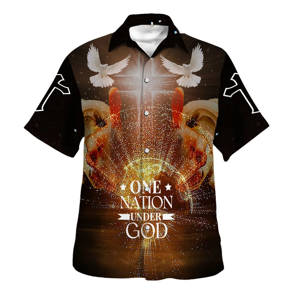 One Nation Under God Hand Of God Hawaiian Shirts For Men & Women - Christian Hawaiian Shirt - Hawaiian Summer Shirts