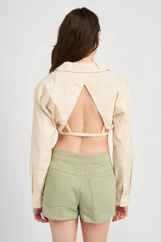 OPEN BACK CROPPED SHIRT