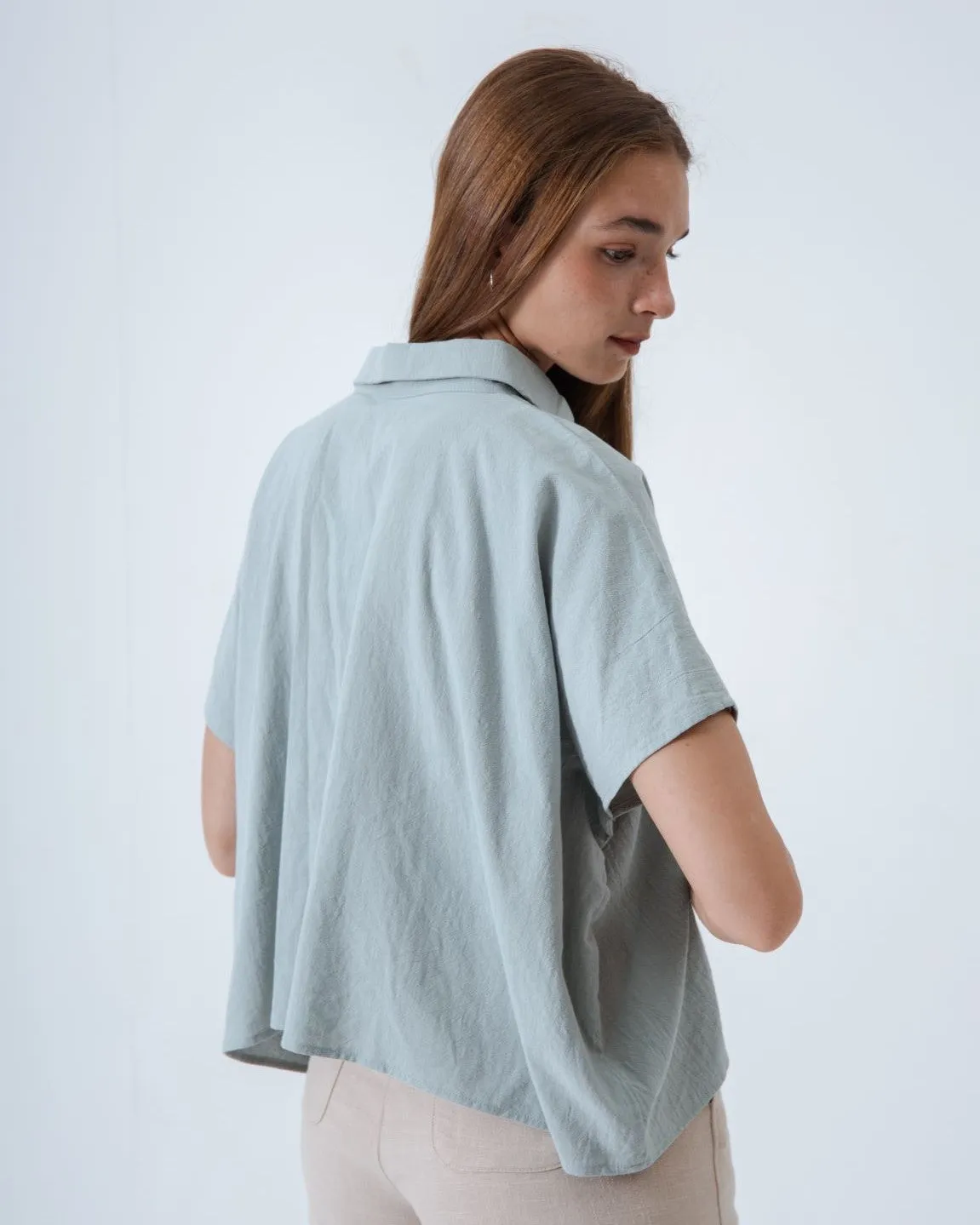 Oversize Boxy Cut Shirt (Blue)