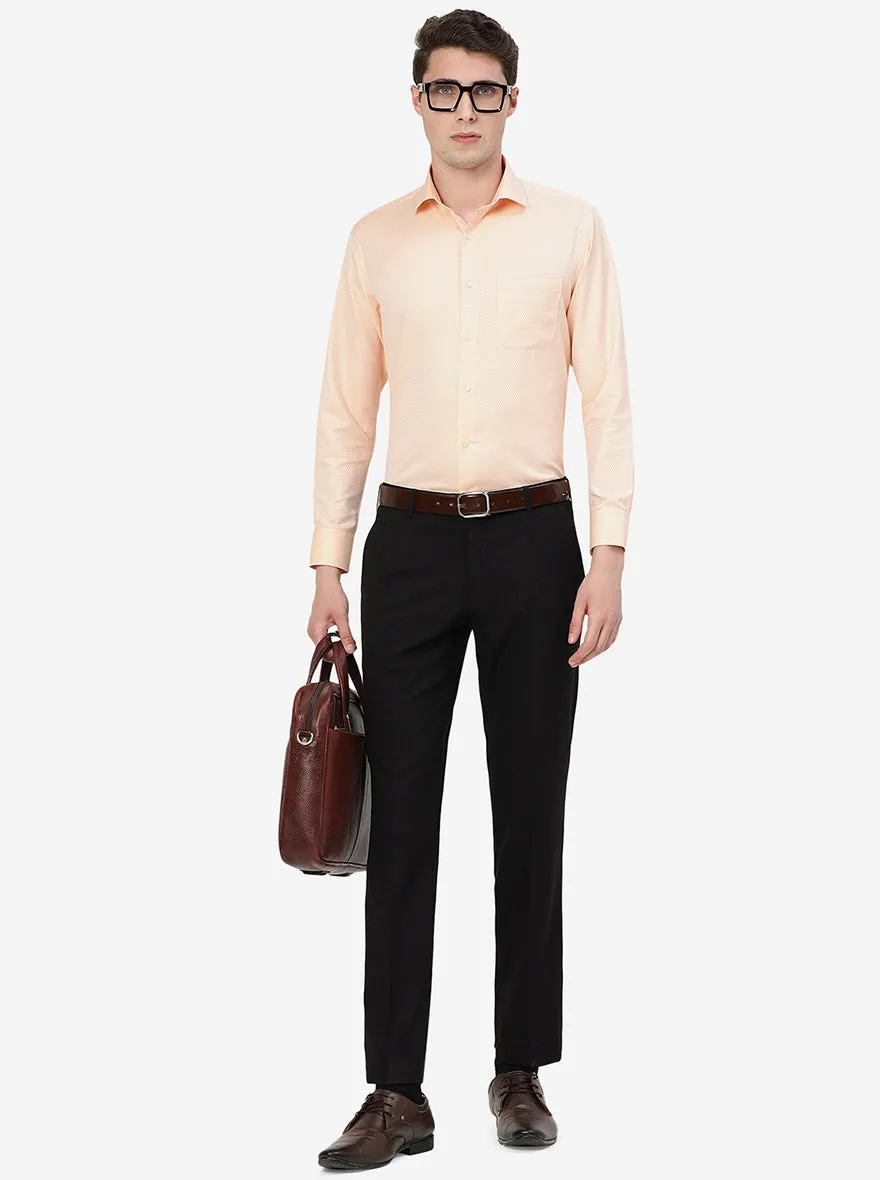 Peach Dobby Solid Slim Fit Formal Shirt | Greenfibre