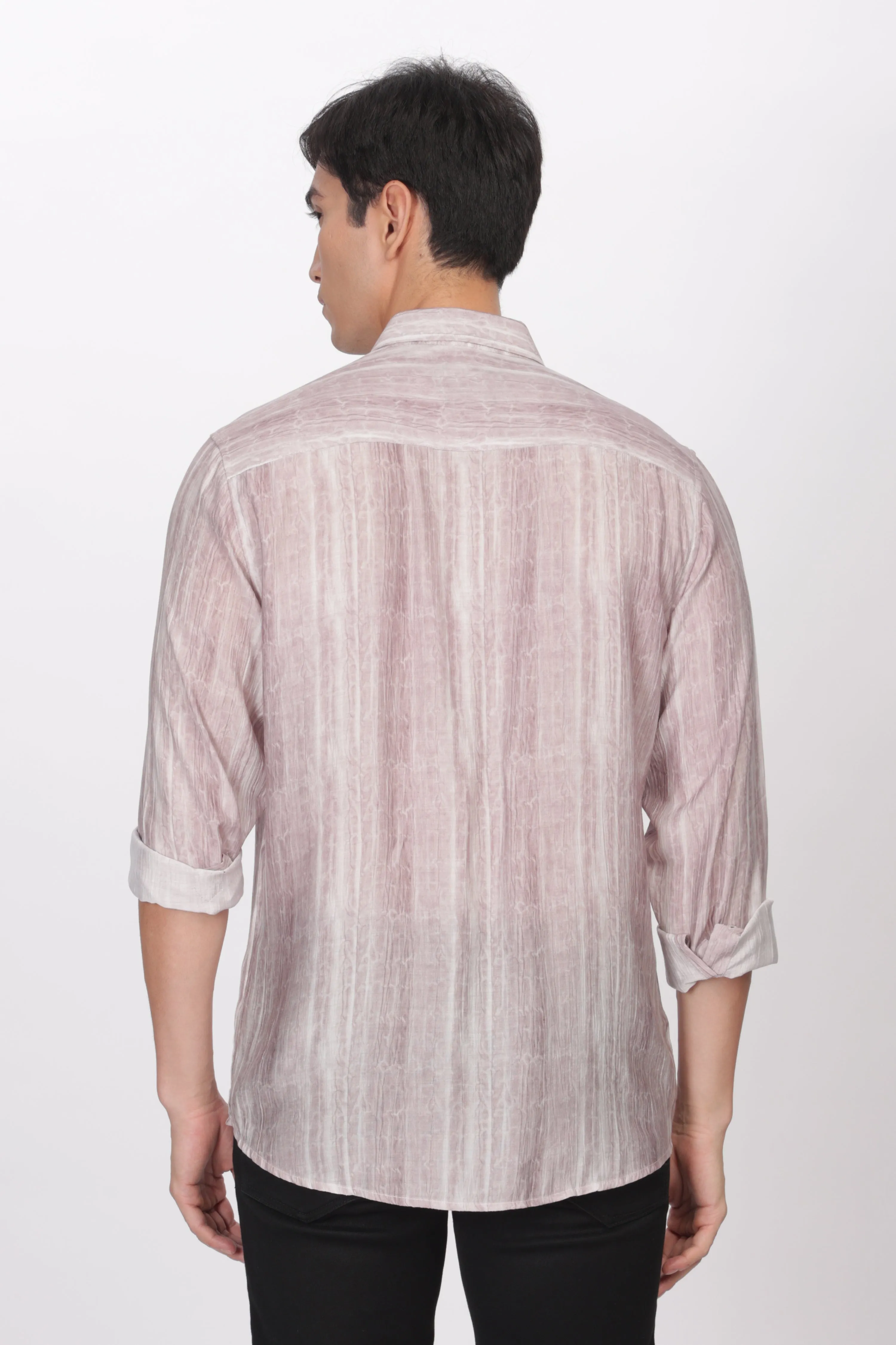 Peach Slim Fit Viscose Beach Wear Shirt