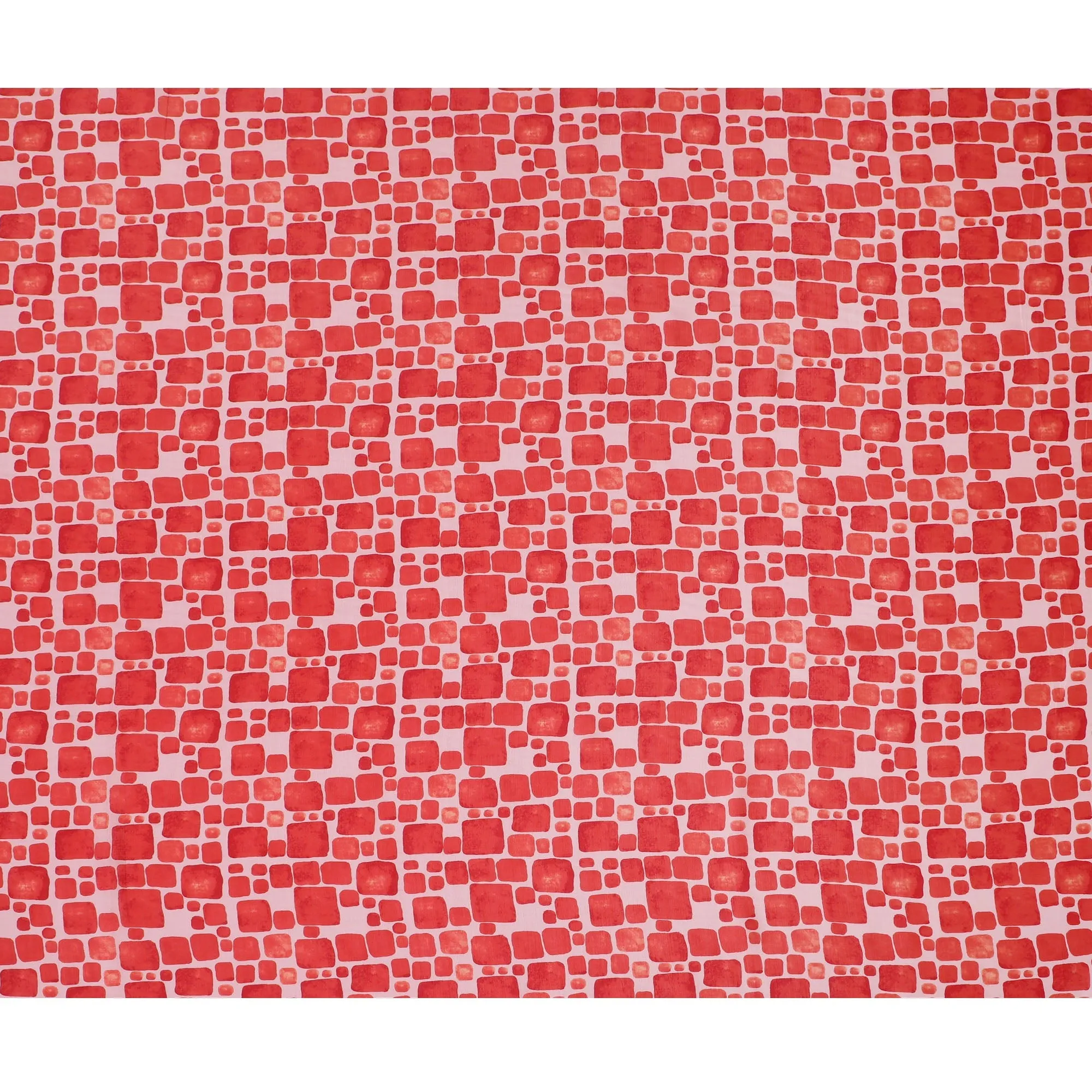 Pink and Red Geometric Viscose Digital Printed Fabric - 110 cm Width-D19989