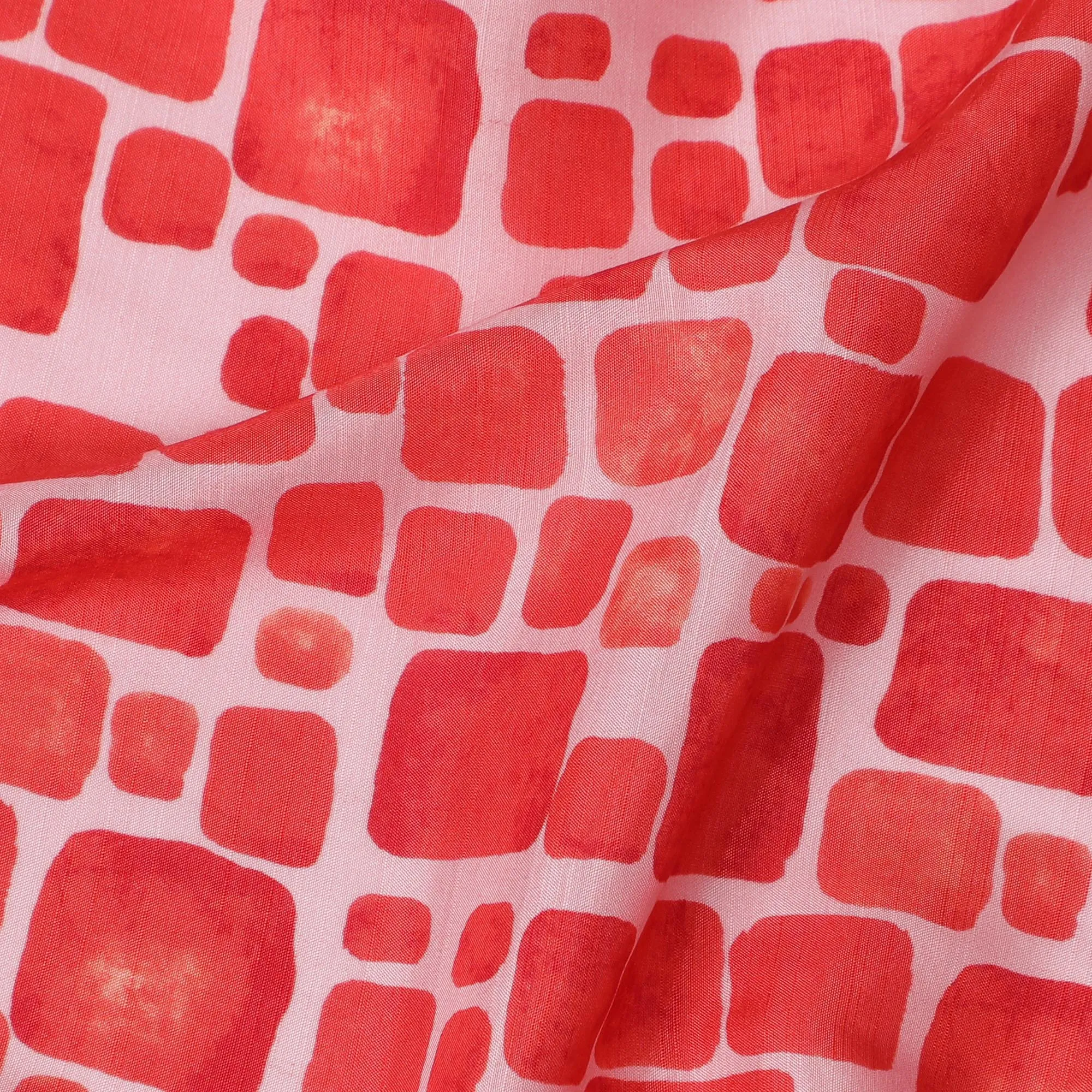 Pink and Red Geometric Viscose Digital Printed Fabric - 110 cm Width-D19989