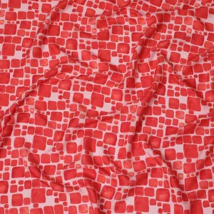 Pink and Red Geometric Viscose Digital Printed Fabric - 110 cm Width-D19989