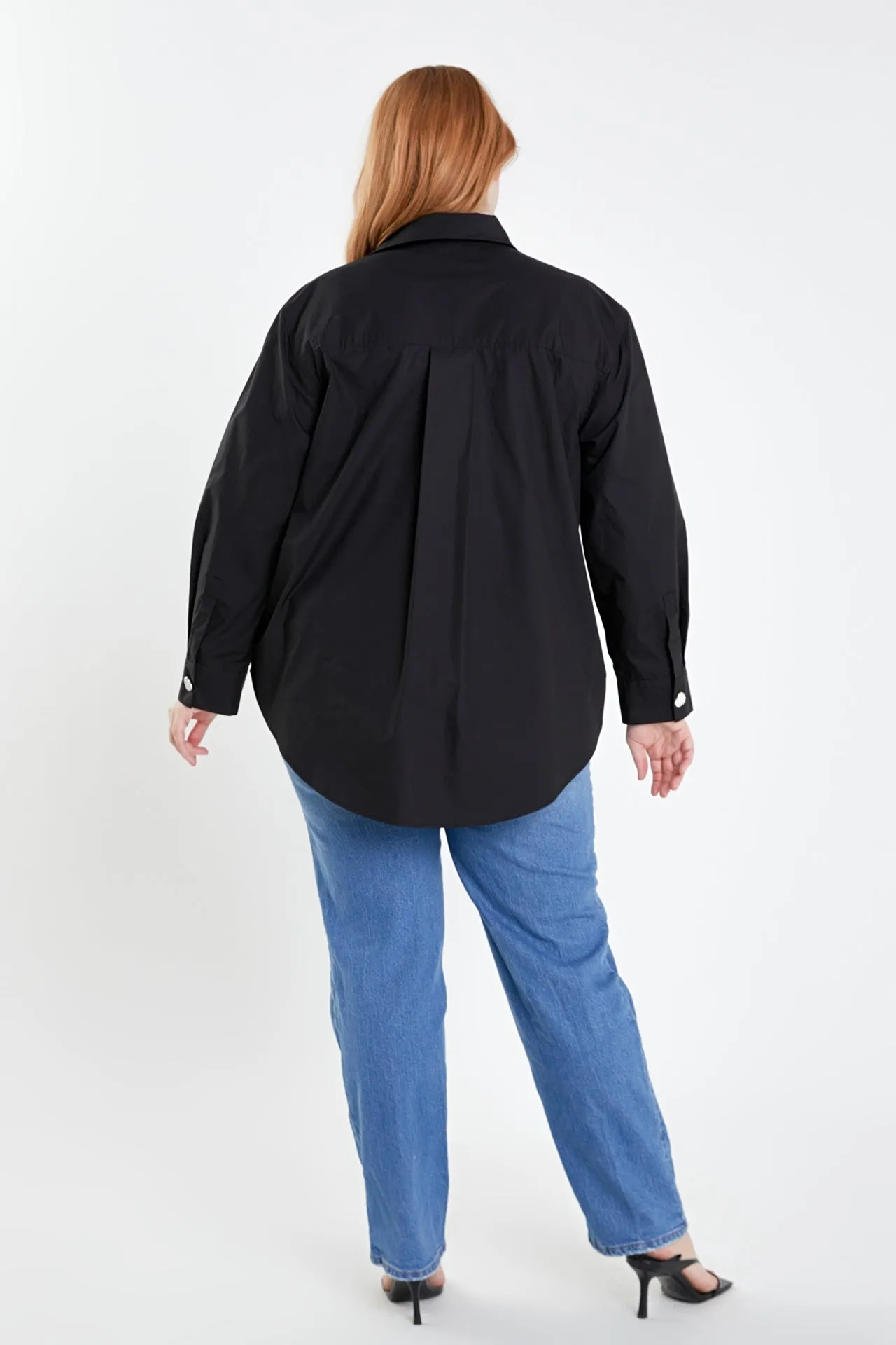 Plus Size Oversize Collared Shirt