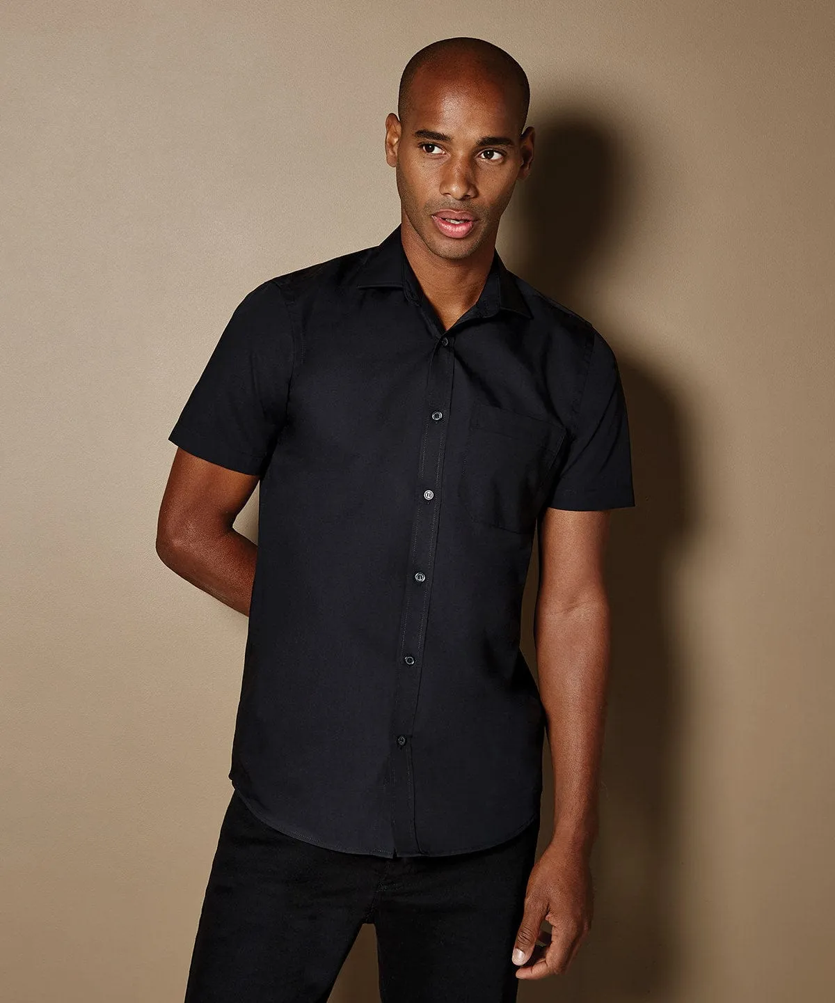 Poplin shirt short-sleeved (tailored fit) | Dark Navy