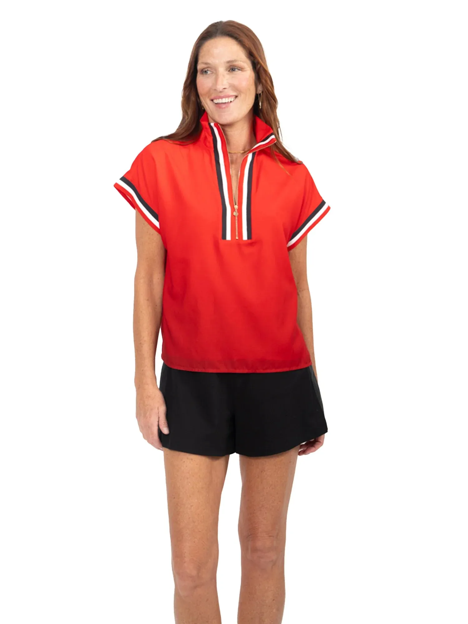 Poppy Pullover- Red Varsity Ombre