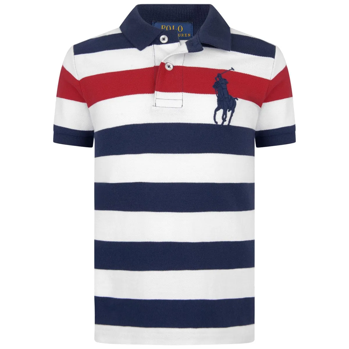 Ralph Lauren Boys Navy Striped Cotton Polo Top