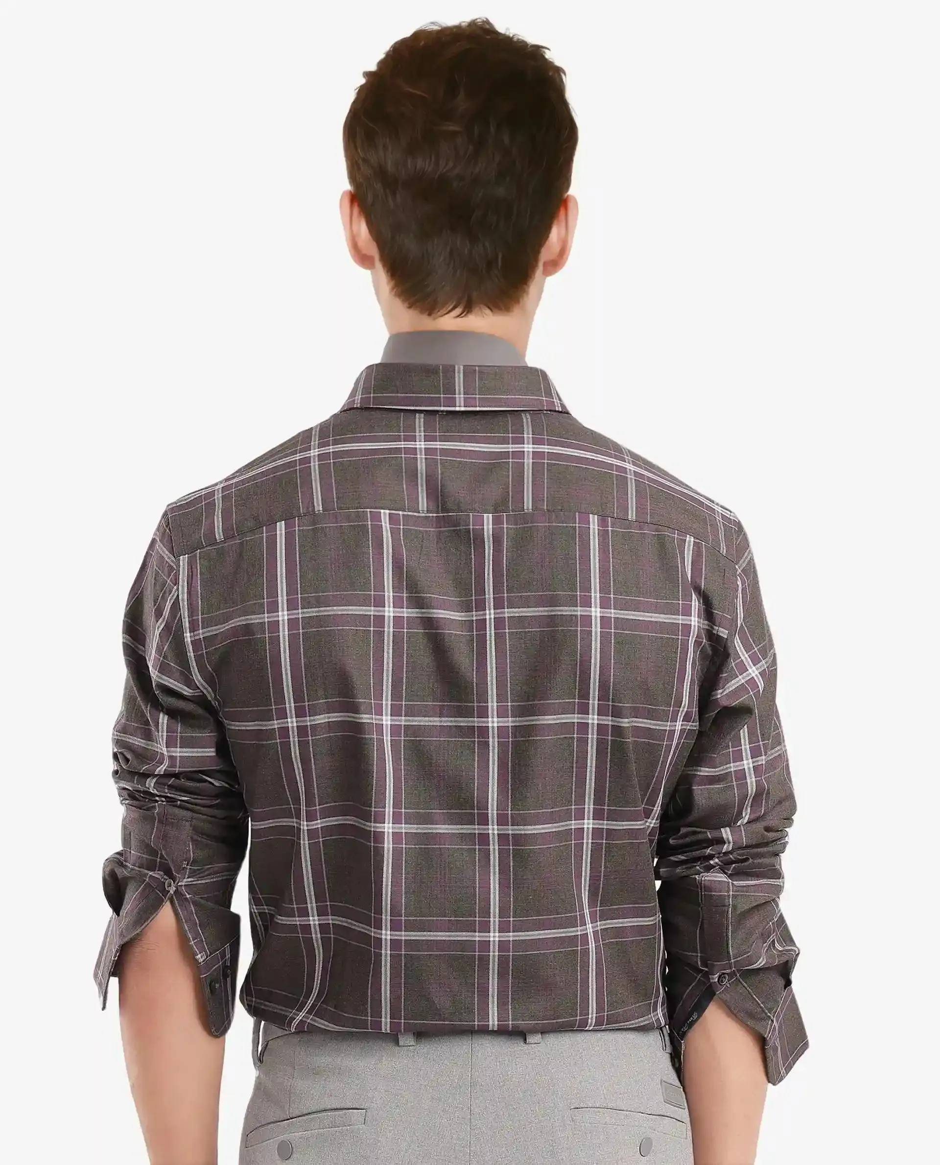 Rare Rabbit Men Cordy Dark Olive Full Sleeve Cotton Fabric Regular Fit Checks Shirt