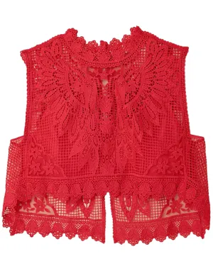 Red Toucan Guipure Sleeveless Top