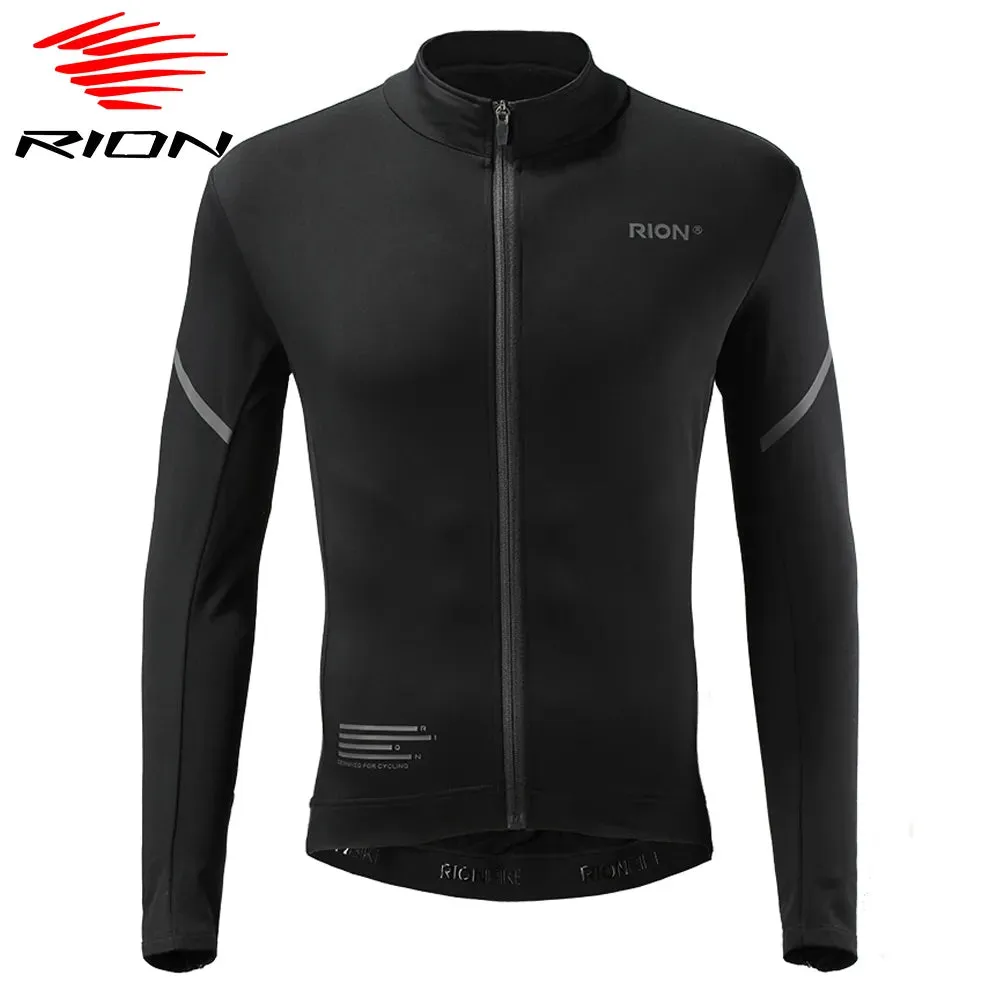 RION Winter Man Cycling Jersey MTB Jerseys Road Bike Shirts  Bicycle Clothing Long Sleeve Motorcross T-Shirt Windbreaker Fleece