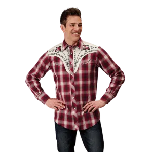 Roper Men's Fancy Plaid Red Shirt