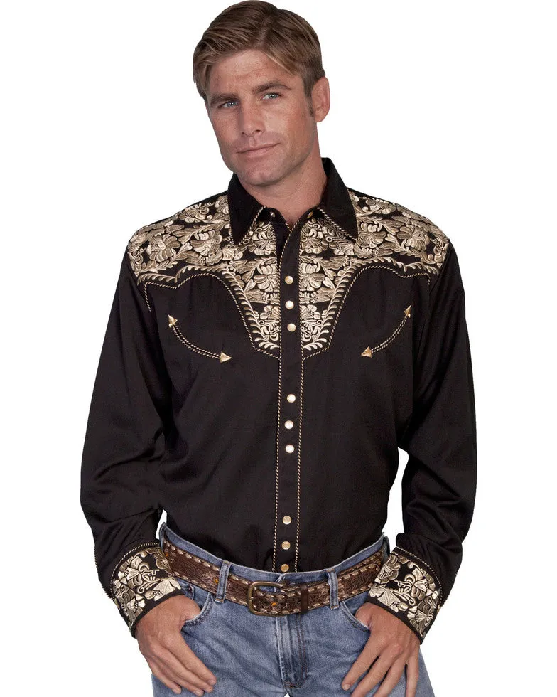 Scully Floral Embroidered Western Shirt