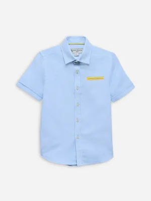 Sky Blue Half Sleeve Casual Shirt With Pocket Detailing