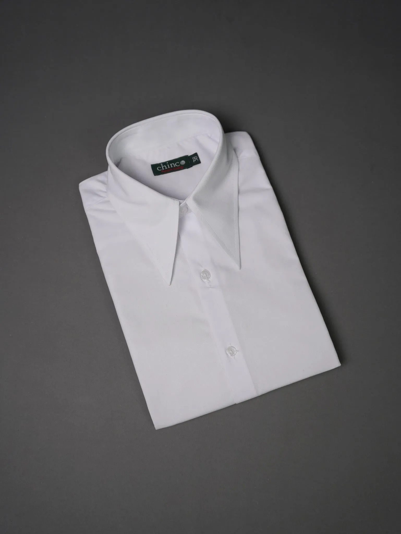 slim fit Long Point collar classic chemis - White